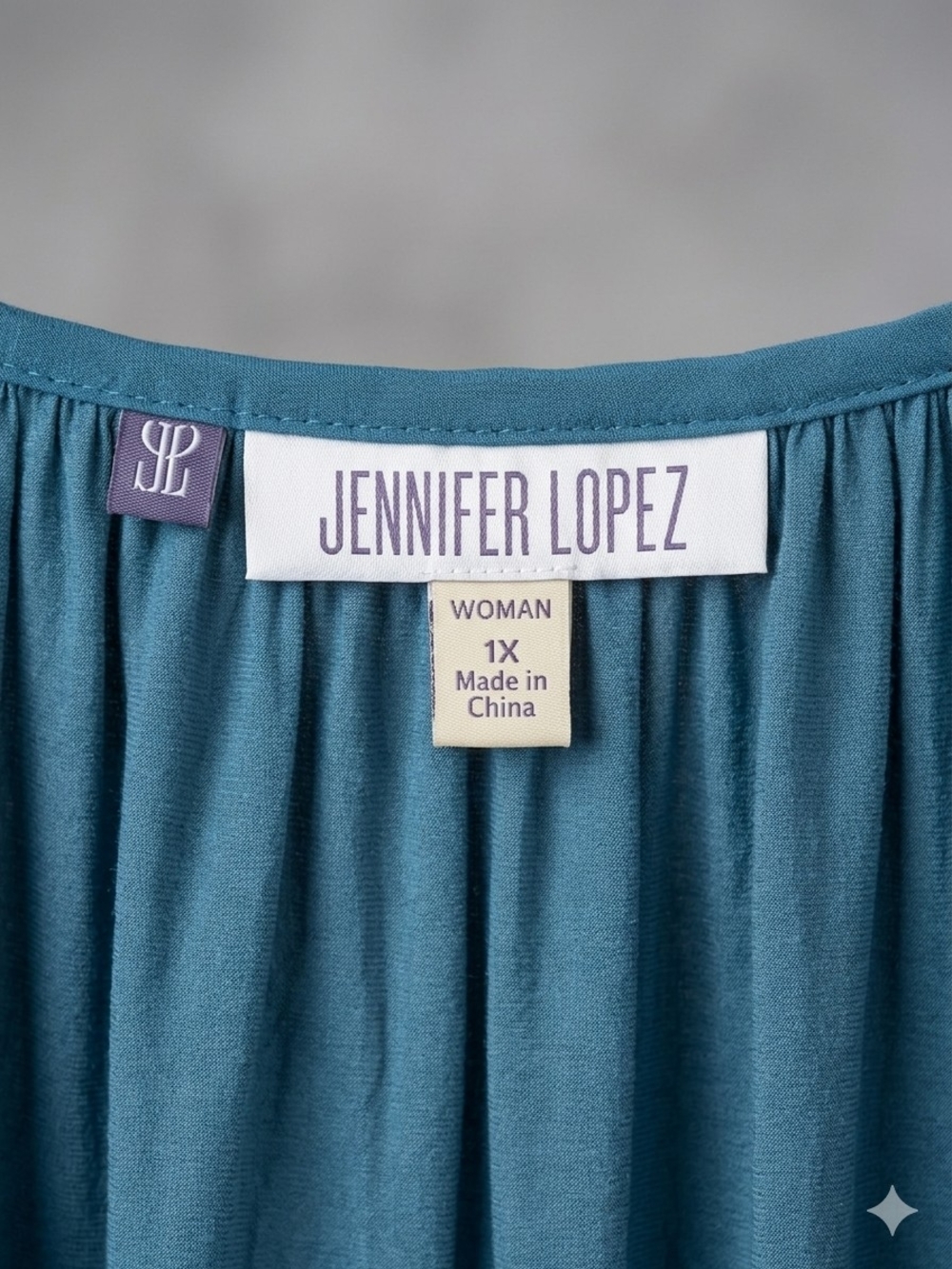Jennifer Lopez Teal Peasant Blouse with Tassel Ties - Picture 3 of 3